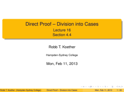 Direct Proof -- Division into Cases - Hampden
