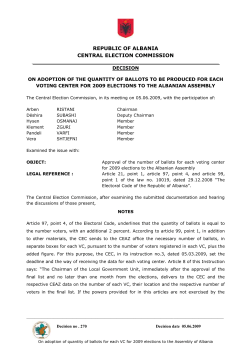 on adoption of the quantity of ballots to be produced for each voting