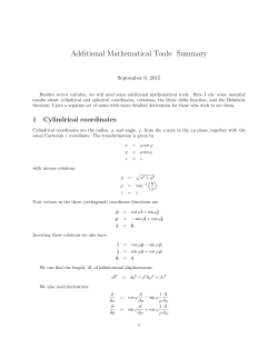 Additional Mathematical Tools: Summary