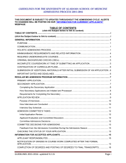 Admissions Guidelines