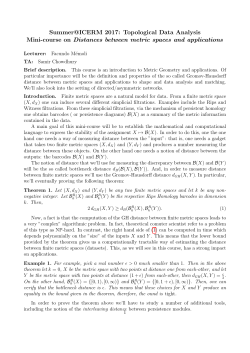 Summer@ICERM 2017: Topological Data Analysis Mini