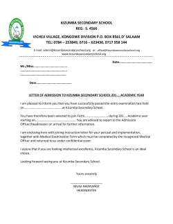 Form One Joinning Instructions