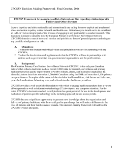 CPCSSN Decision-Making Framework Final October, 2016 1