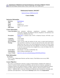 Mathematical Statistics 2016/2017 Course Outline Instructor