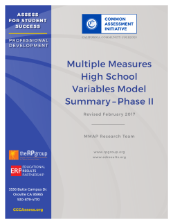 Multiple Measures High School Variables Model