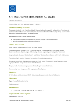 KTH | SF1688 Discrete Mathematics 6.0 credits