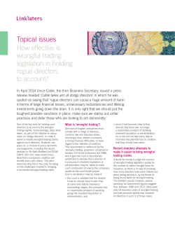 Topical issues How effective is wrongful trading