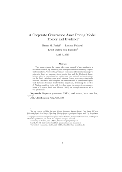 A Corporate Governance Asset Pricing Model: Theory and Evidence&lowast;