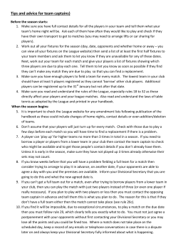 Tips and advice for team captains