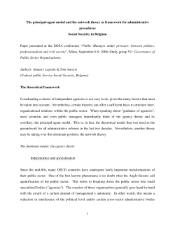 1 The principal-agent model and the network theory as framework