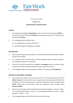 Enforceable Undertaking Sing Ky Pty Ltd