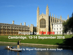 Proposal for ITW 2016 Cambridge, 12