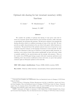 Optimal risk sharing for law invariant monetary utility functions