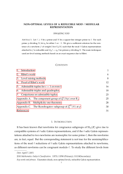 NON-OPTIMAL LEVELS OF A REDUCIBLE MOD l MODULAR
