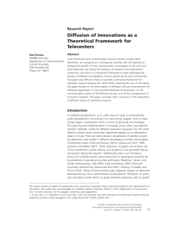 Diffusion of Innovations as a Theoretical Framework for Telecenters