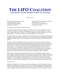 the lifo coalition - Senate Finance Committee