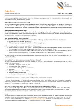 Claim Form - SA Power Networks