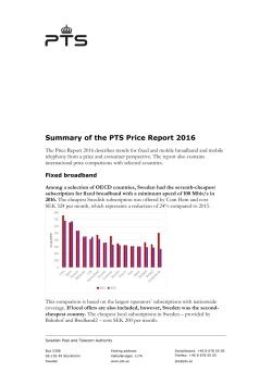 Summary of the PTS Price Report 2016