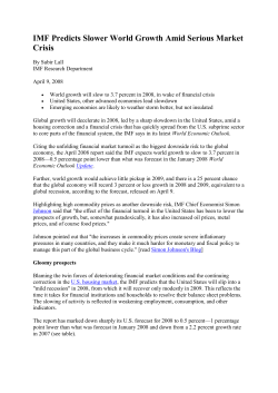 IMF Predicts Slower World Growth Amid Serious Market Crisis