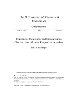 The BE Journal of Theoretical Economics