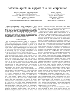 Software agents in support of a taxi corporation