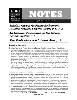 Britain`s Answer for Future Retirement Income: Possible Lessons for