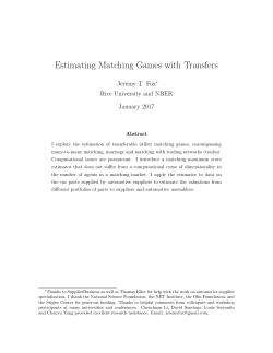 Estimating Matching Games with Transfers - Jeremy Fox
