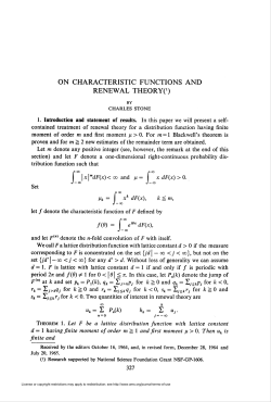ON CHARACTERISTIC FUNCTIONS AND RENEWAL THEORYO