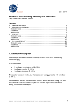 Credit incorrectly invoiced price, alternative 2