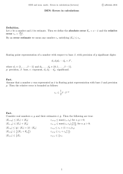 DEN: Errors in calculations Definition. Let x be a number and x its
