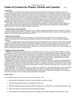 Codes of Conduct for Players, Parents and Coaches
