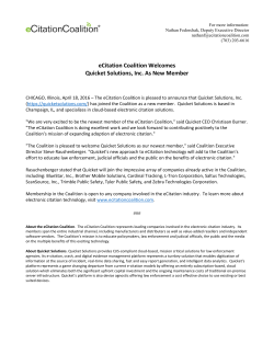 eCitation Coalition Welcomes Quicket Solutions, Inc. As New Member