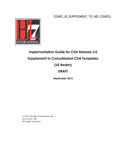 CDAR2 IG Supplement to IHE Consolidated Templated