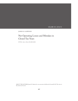 Net Operating Losses and Mistakes in Closed Tax Years