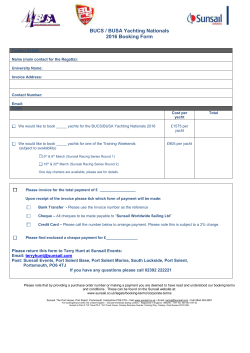 BUCS / BUSA Yachting Nationals 2016 Booking Form Contact