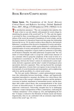 BOOK REVIEW/COMPTE RENDU Simon Susen, The Foundations