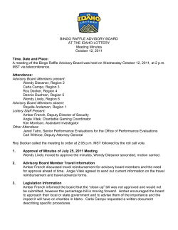 BINGO RAFFLE ADVISORY BOARD AT THE IDAHO LOTTERY