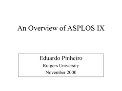 An Overview of ASPLOS IX - Research