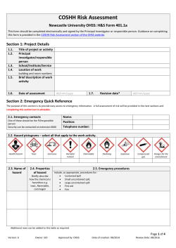 COSHH risk assessment form