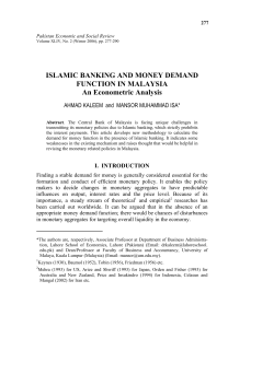 Islamic Banking and Money Demand Function in Malaysia