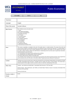 Public Economics - Universit&eacute; catholique de Louvain