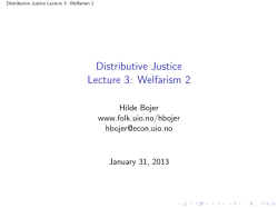 Distributive Justice Lecture 3: Welfarism 2