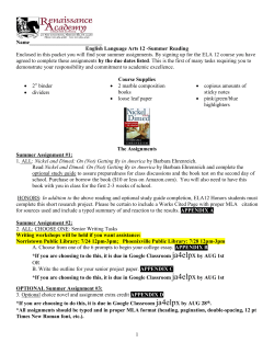 Summer Reading Enclosed in this packet you will find your summer