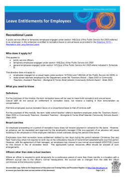 Recreation Leave - Policy and Procedure Register