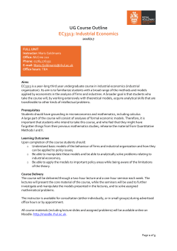 EC3313 Industrial Economics Course Outline