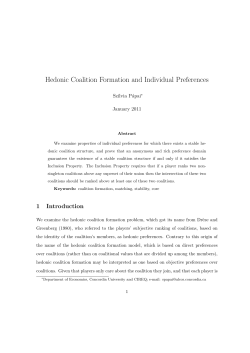 Hedonic Coalition Formation and Individual Preferences
