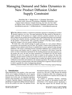 Managing Demand and Sales Dynamics in New Product Diffusion