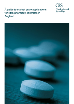 A guide to market entry applications for NHS pharmacy contracts in
