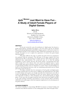 Just Want to Have Fun - A Study of Adult Female Players of Digital