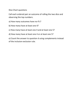 Dice Chart questions Call each ordered pair an outcome of rolling